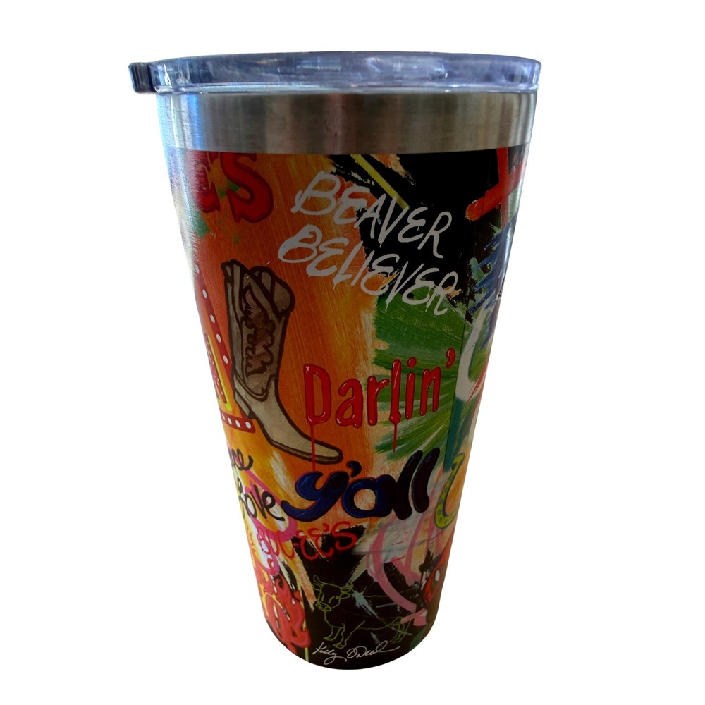 Buc-ee's Tumbler Stainless Steel Insulated‎ 18oz Graffiti Art Beaver Believer